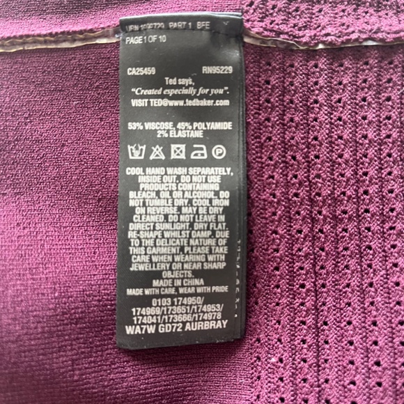 Ted Baker Maroon Aubrey Skater A-line Eyelet Knit Cocktail Burgundy Dress Large - Picture 13 of 13